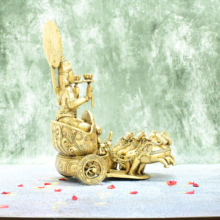 Surya Rath with horses brass big size (5.6 Kg) for Home decor (ratham) Brass Surya bhagwan with rath