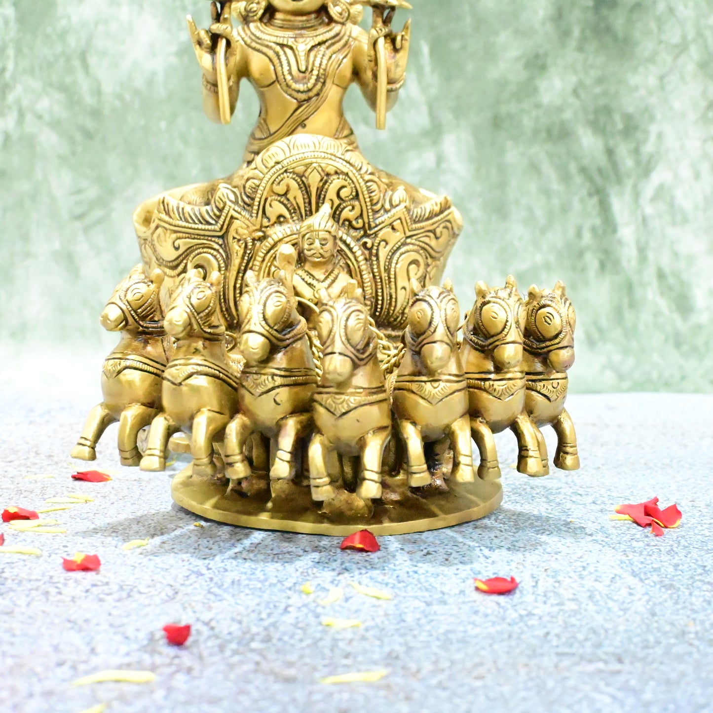 Surya Rath with horses brass big size (5.6 Kg) for Home decor (ratham) Brass Surya bhagwan with rath