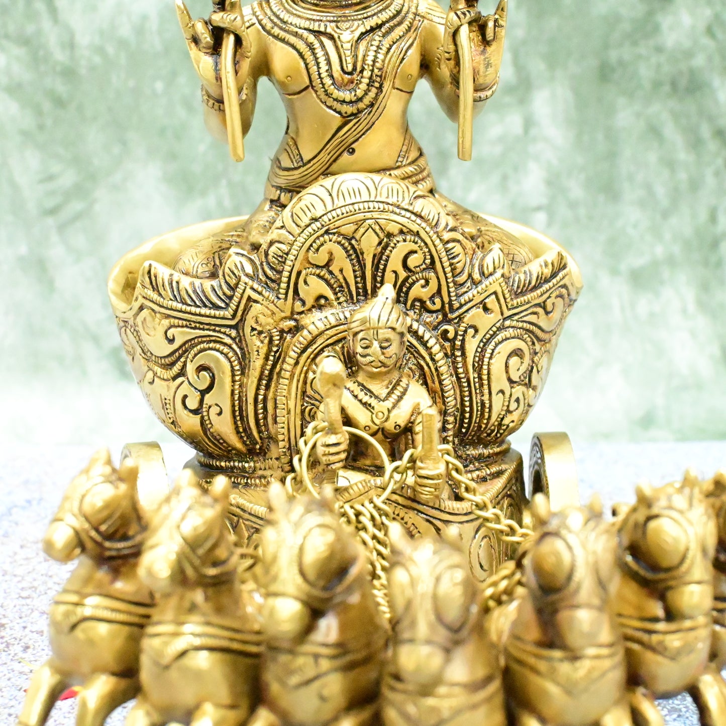 Surya Rath with horses brass big size (5.6 Kg) for Home decor (ratham) Brass Surya bhagwan with rath