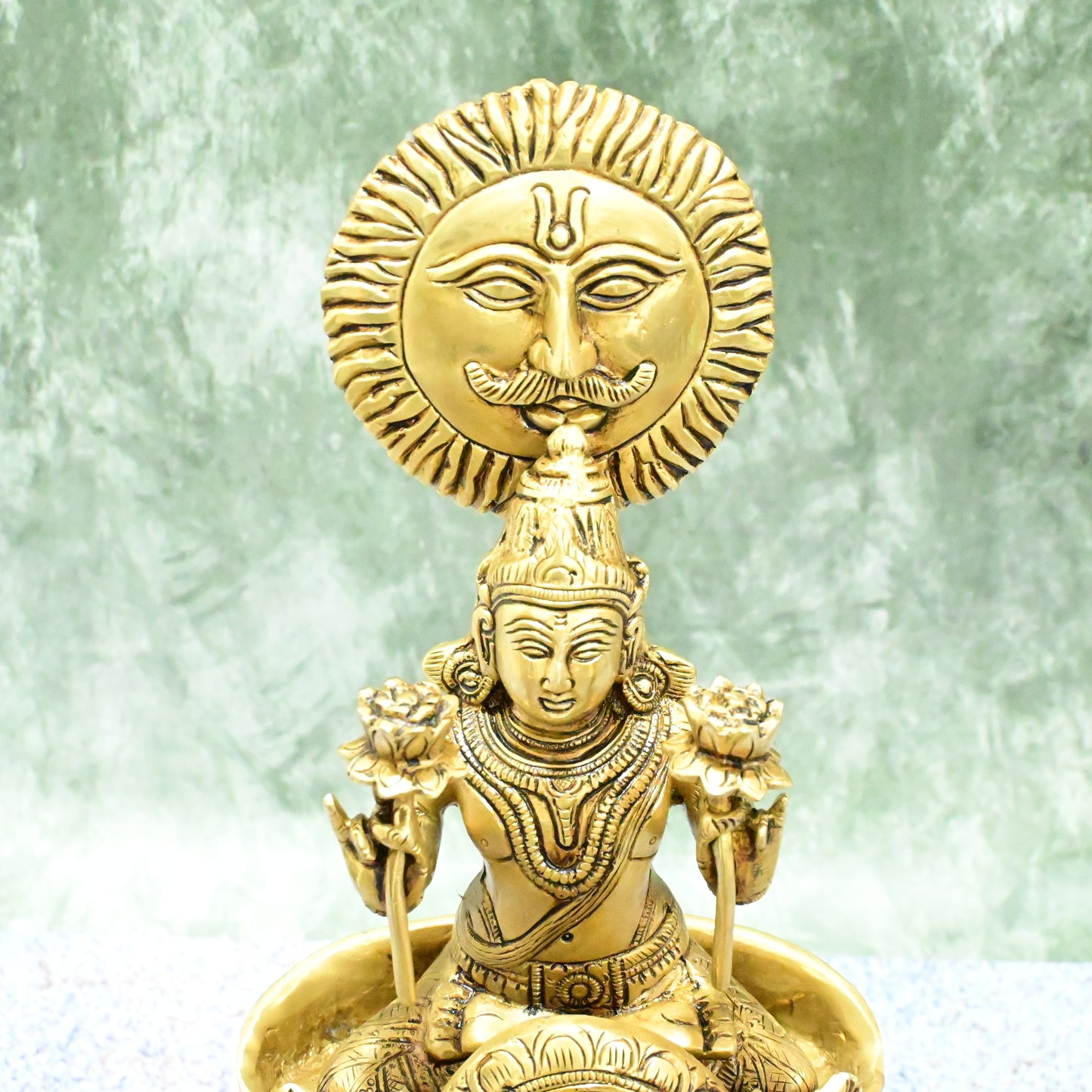 Surya Rath with horses brass big size (5.6 Kg) for Home decor (ratham) Brass Surya bhagwan with rath