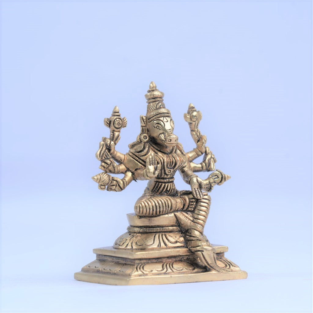 Varahi brass idol (4.5", 700 Grams) Brass varahi amman statue for home puja small