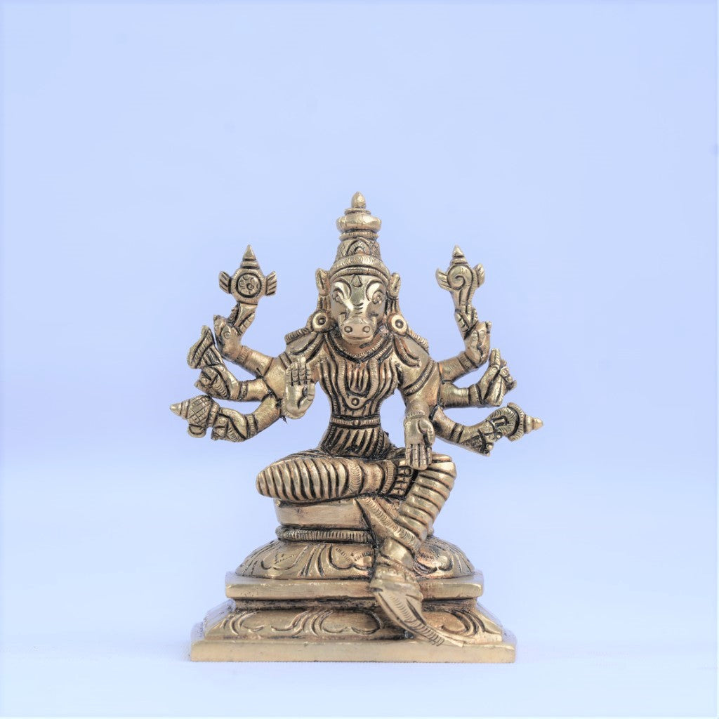 Varahi brass idol (4.5", 700 Grams) Brass varahi amman statue for home puja small