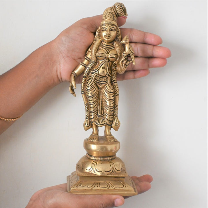 Andal idol brass (9.5 Inch) goda devi idol small size for pooja home decor