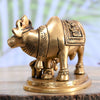 Brass cow calf statue show pieces home decor kamdhenu cow with calf idol vastu pooja small