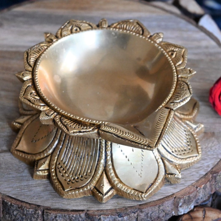 Brass diya for puja kamala deepam for pooja room home decoration items big size