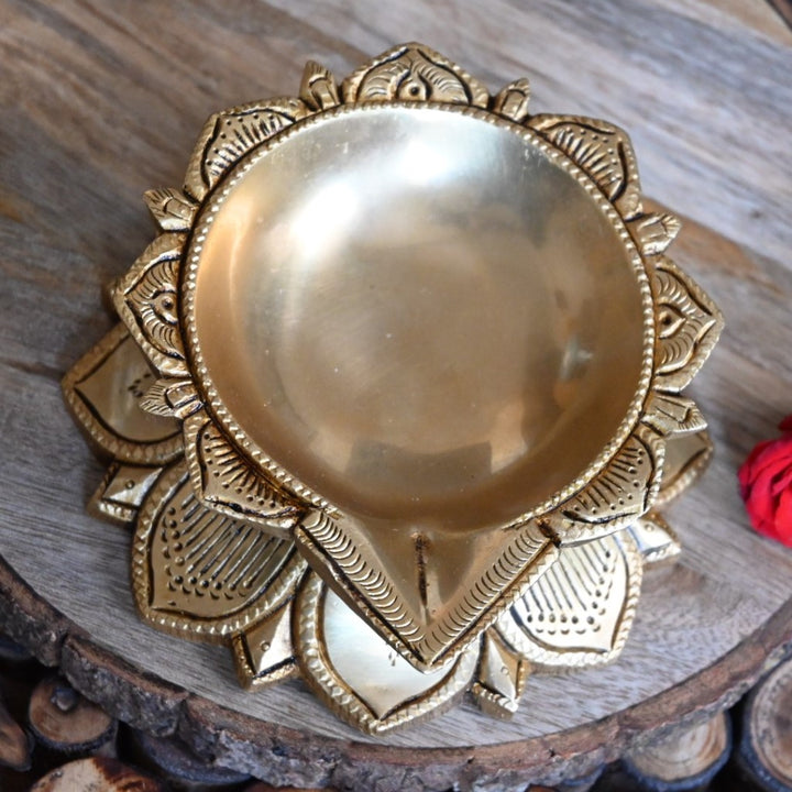 Brass diya for puja kamala deepam for pooja room home decoration items big size