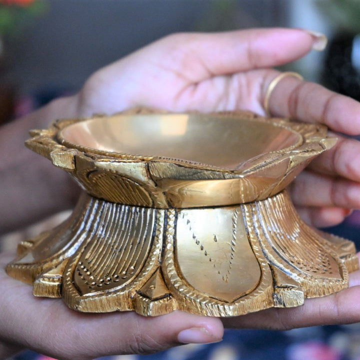 Brass diya for puja kamala deepam for pooja room home decoration items big size