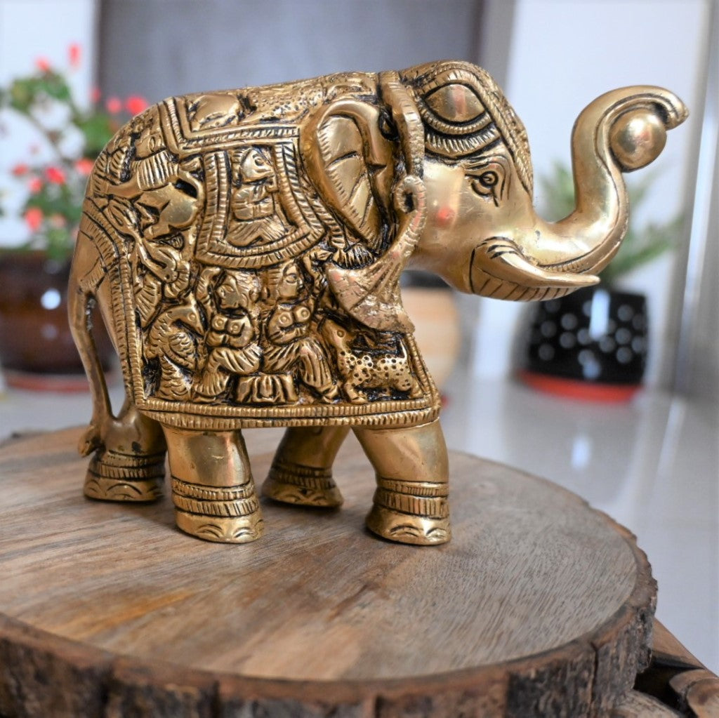 Brass elephants idol pair elephant statue for home decor living room statue hatha joda big size