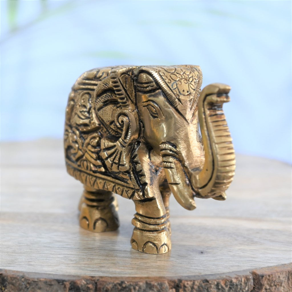 Brass elephants idol pair elephant statue for home decor living room statue hatha joda small size