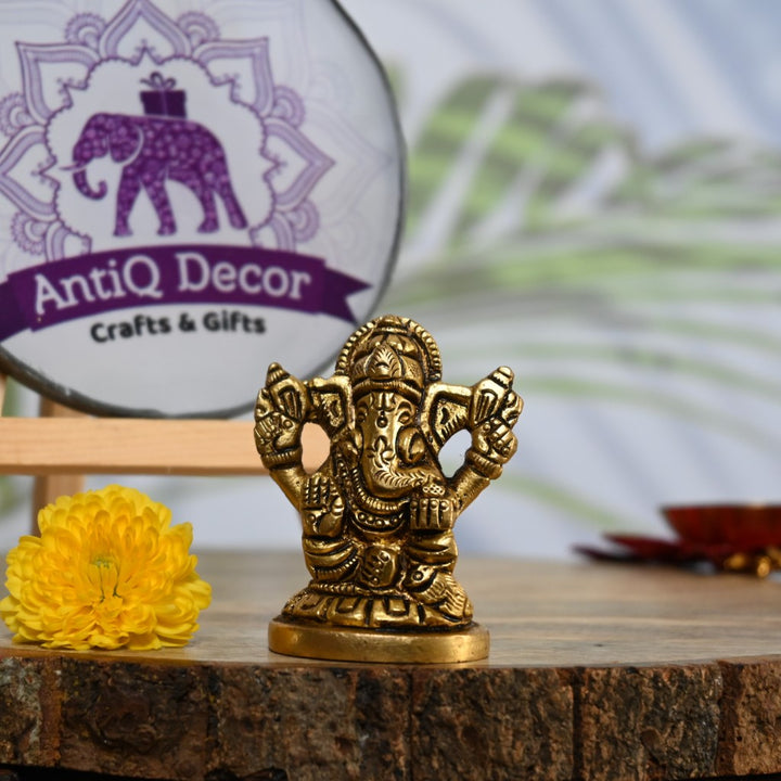 Artvarko Brass Sitting Ganesha With Multicolor Stone Handwork Ganpati Idol  For Gift Ganesh Big Size Murti Home Decor Shop Entrance Height 6.5 Inches -  Walmart.com