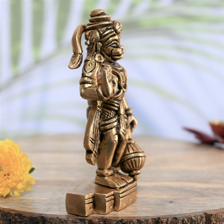 Brass hanuman idol standing hanuman ji murti small for home decor pooja room car puja statue