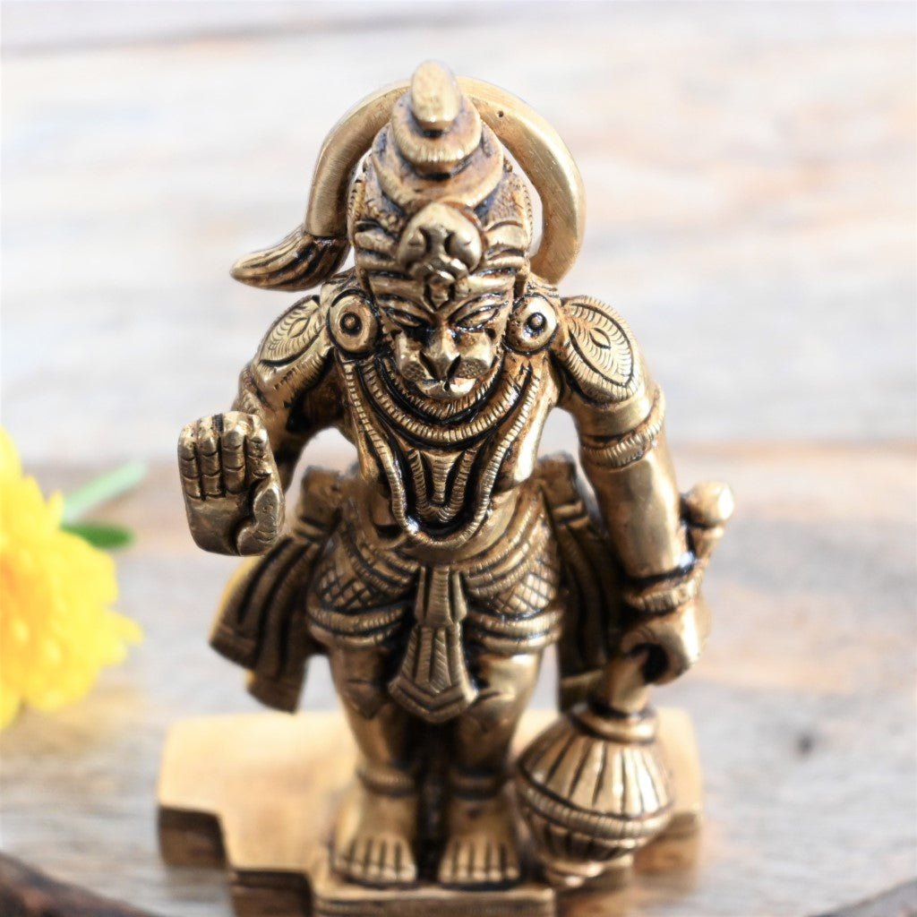 Brass hanuman idol standing hanuman ji murti small for home decor pooja room car puja statue