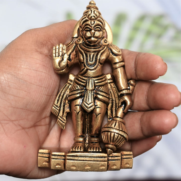 Brass hanuman idol standing hanuman ji murti small for home decor pooja room car puja statue