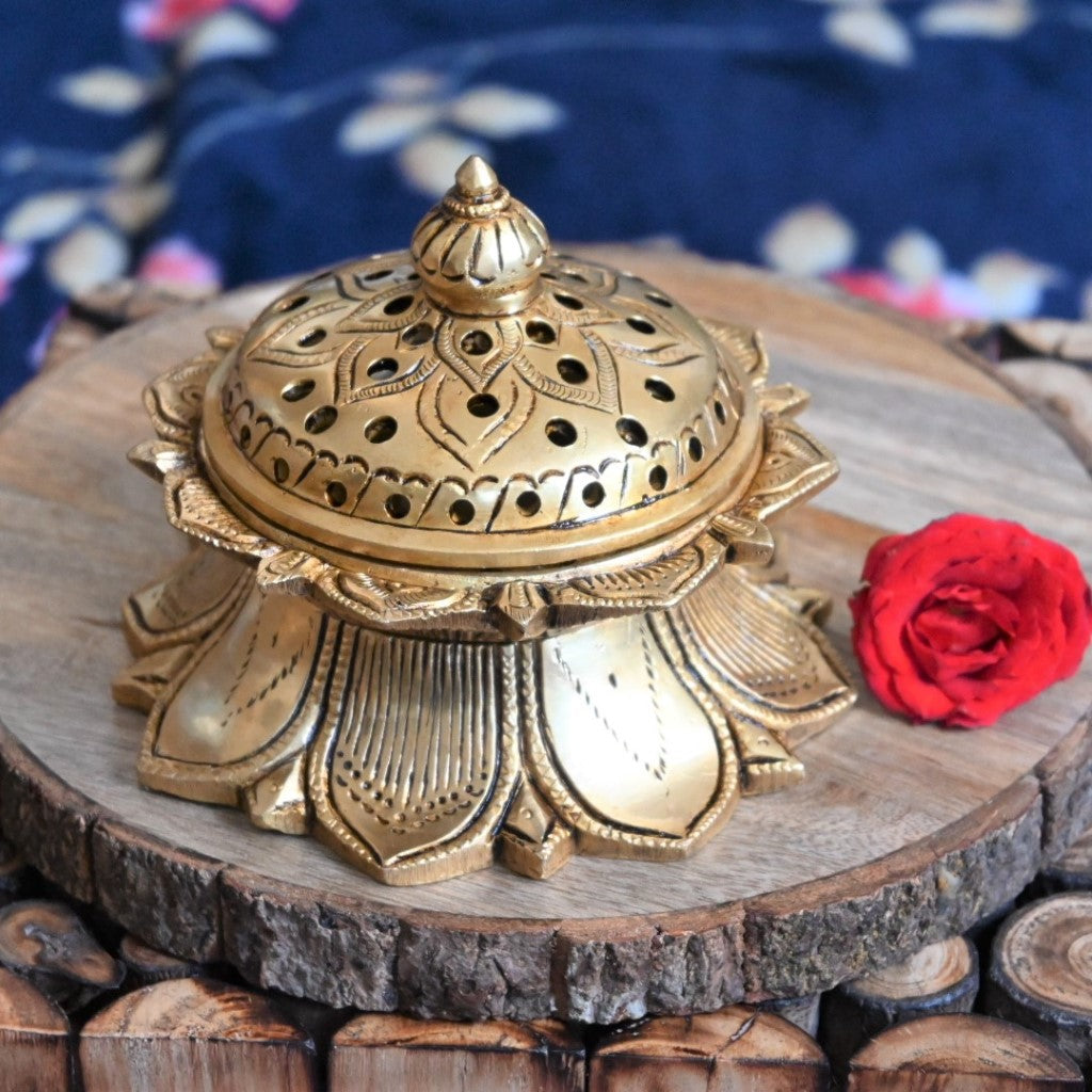 Brass kamala dhup dani dhoop burner loban dani puja mandir decorations items home