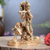 Brass krishna murti with cow lord krishna statue idol for home decor pooja small