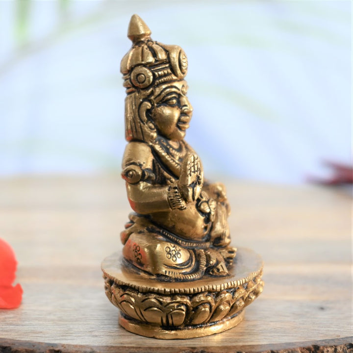 Brass kuber murti lord kubera idol statue for vastu home shop pooja money wealth small