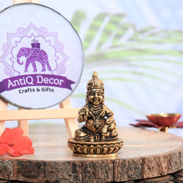 Brass kuber murti lord kubera idol statue for vastu home shop pooja money wealth small