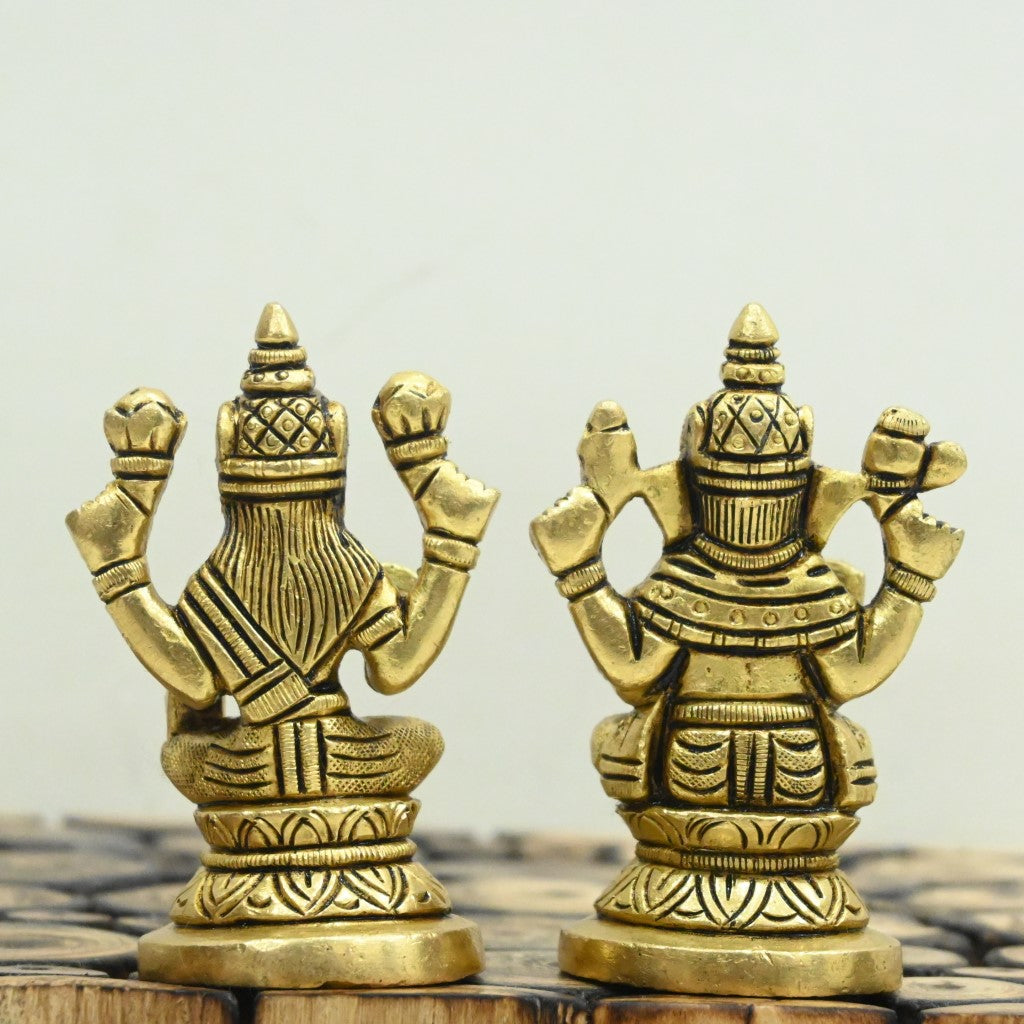 Brass laxmi ganesh idol lakshmi ganesha murti for home decor pooja stautue pair small size