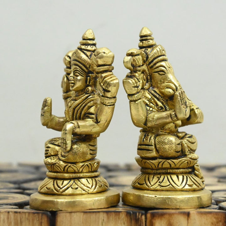 Brass laxmi ganesh idol lakshmi ganesha murti for home decor pooja stautue pair small size