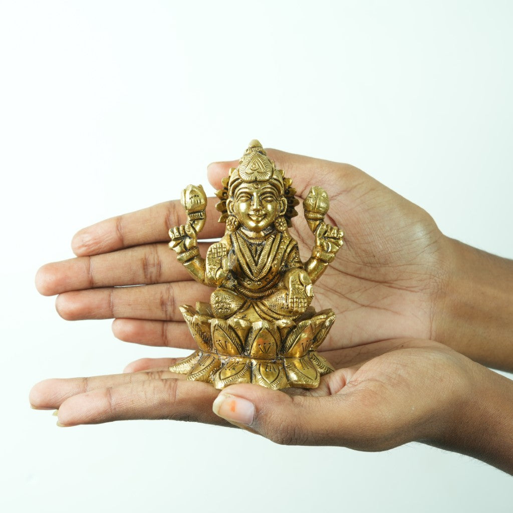 Brass Laxmi Ganesh Murti Lakshmi Ganesh Idol brass set for home decor pooja statue  small