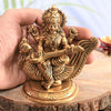 Brass saraswati idol with peacock veena small for pooja saraswati murti pital home decor gift