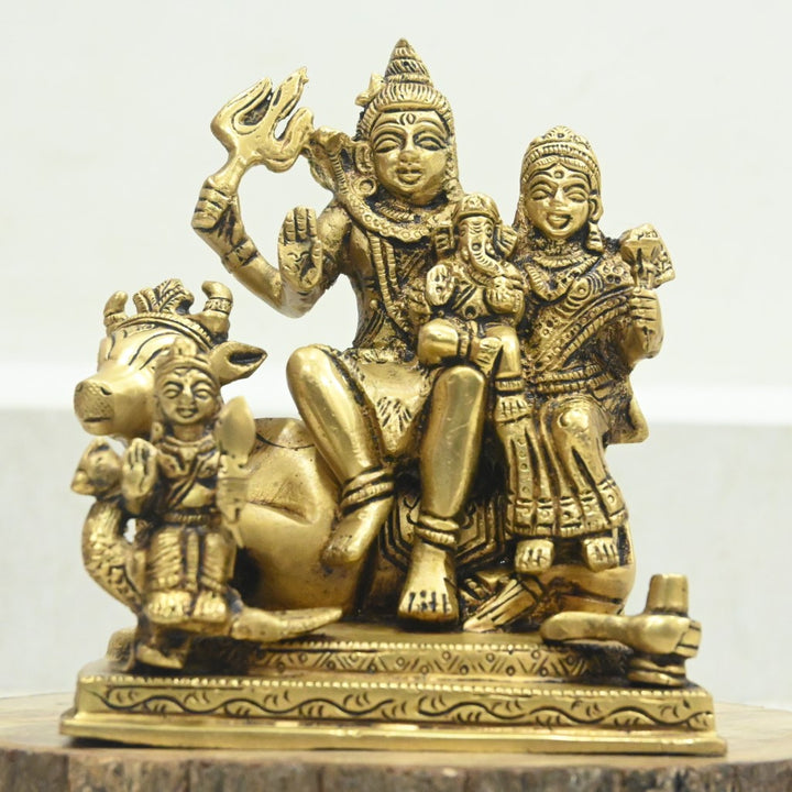 Brass shiva parvati family idol brass shiv parivar murti for home temple puja stautue set big size