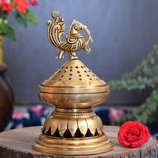 Dhoop dani brass peacock dhoop stand loban dani pooja room decoration items