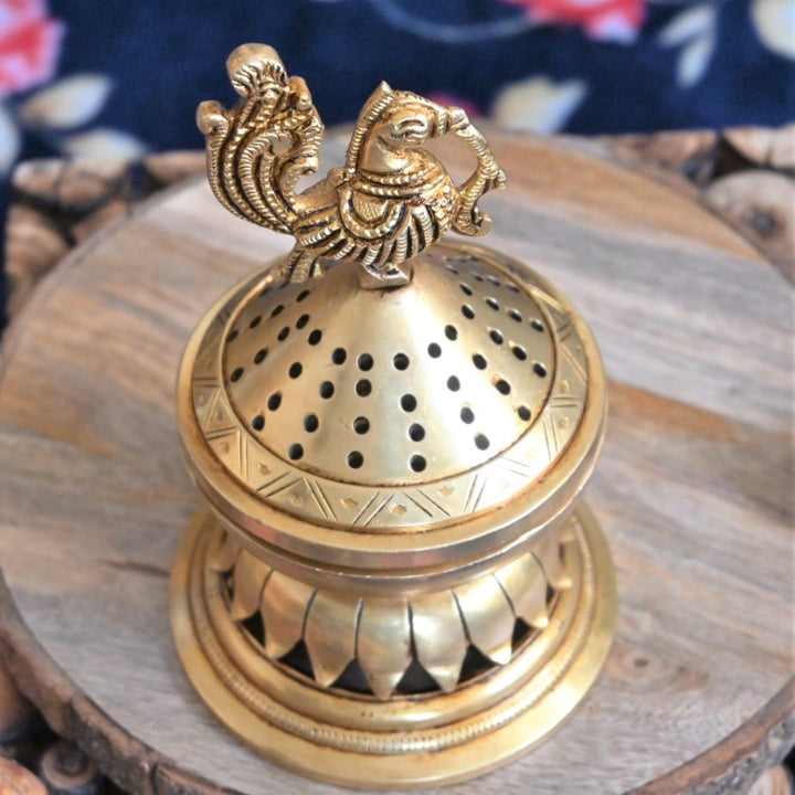 Dhoop dani brass peacock dhoop stand loban dani pooja room decoration items