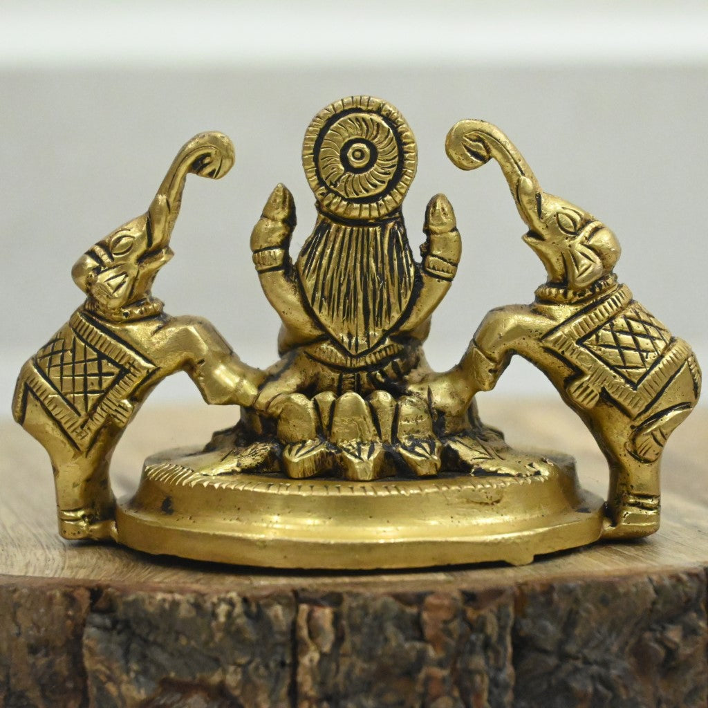 Gajalakshmi idol with elephant brass gaja lakshmi small size pooja room