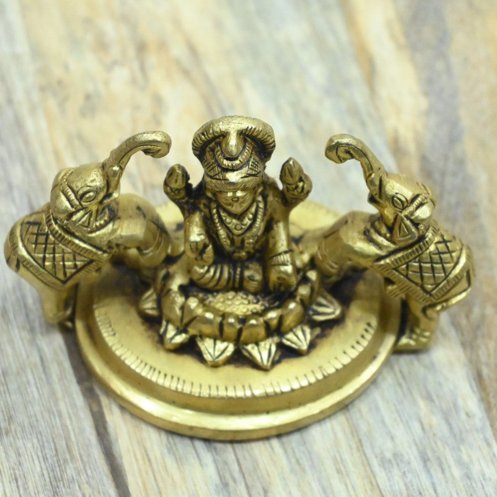 Gajalakshmi idol with elephant brass gaja lakshmi small size pooja room