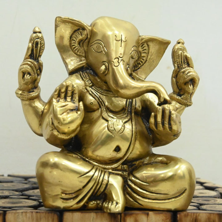 Aluminium Golden Color Plated Laxmi Ganesha Idol India | Ubuy