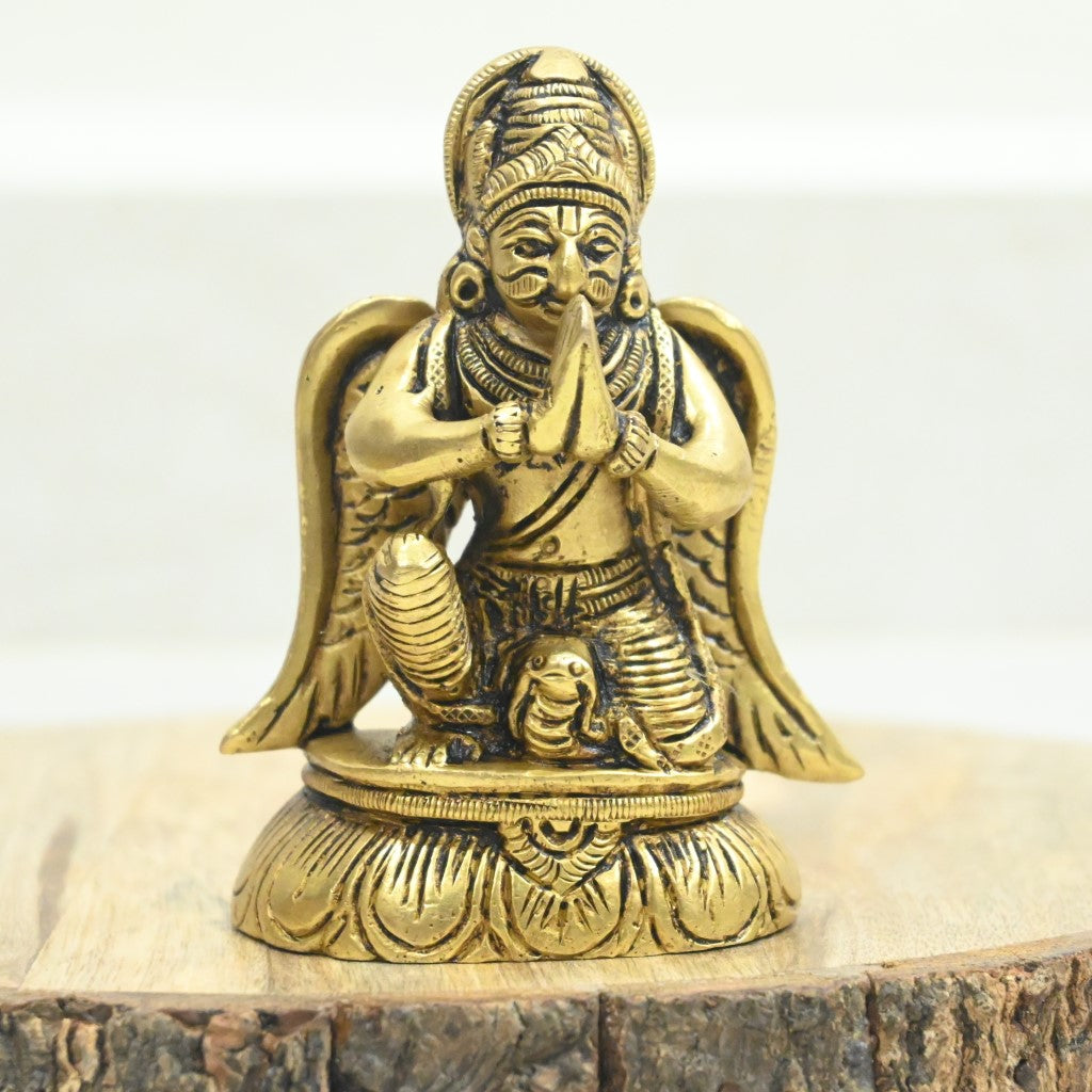 Garuda idol small brass garuda statue sitting for home temple puja vasthu online india