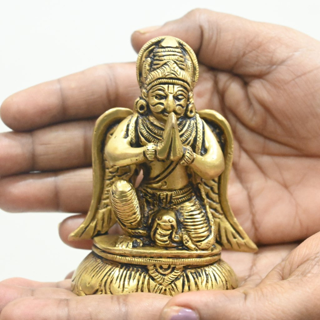 Garuda idol small brass garuda statue sitting for home temple puja vasthu online india