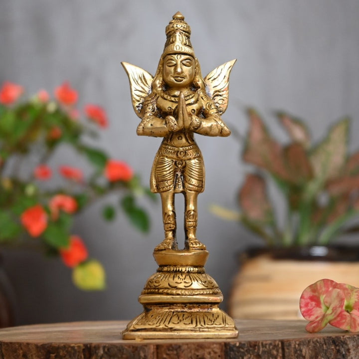 Garuda idol small lord garud dev brass murti for home decor vaastu pooja eagle statue standing