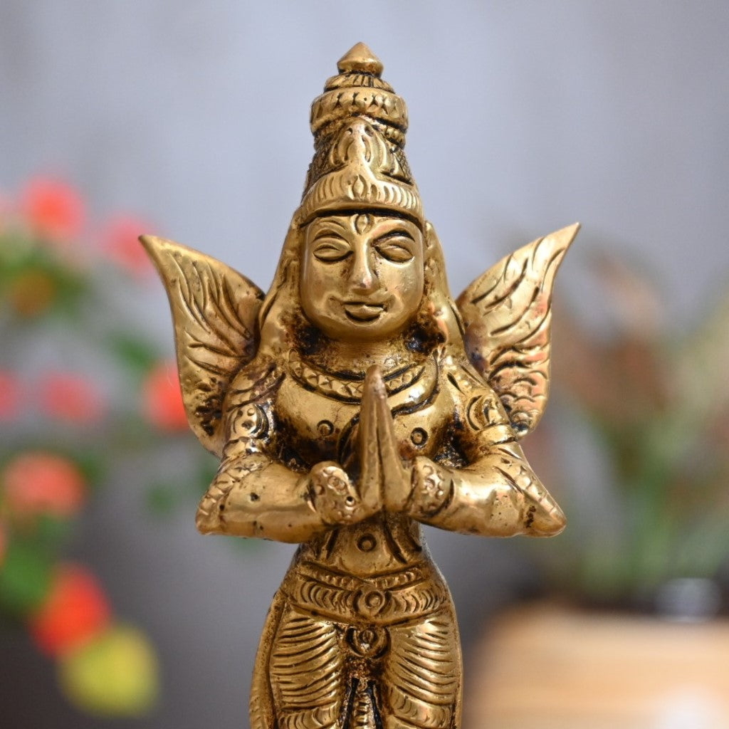 Garuda idol small lord garud dev brass murti for home decor vaastu pooja eagle statue standing