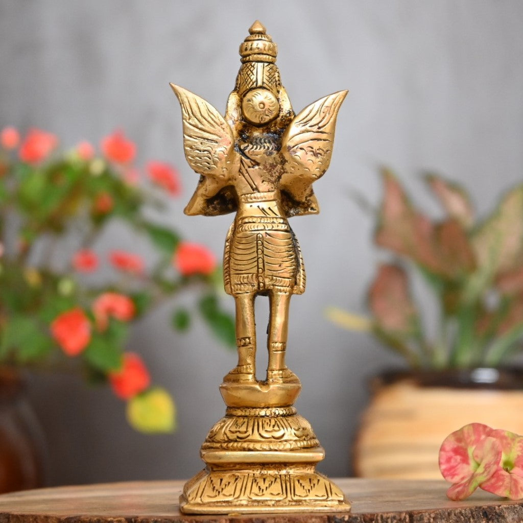 Garuda idol small lord garud dev brass murti for home decor vaastu pooja eagle statue standing