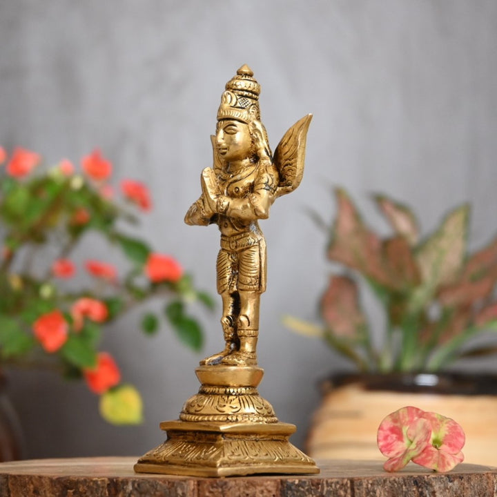 Garuda idol small lord garud dev brass murti for home decor vaastu pooja eagle statue standing