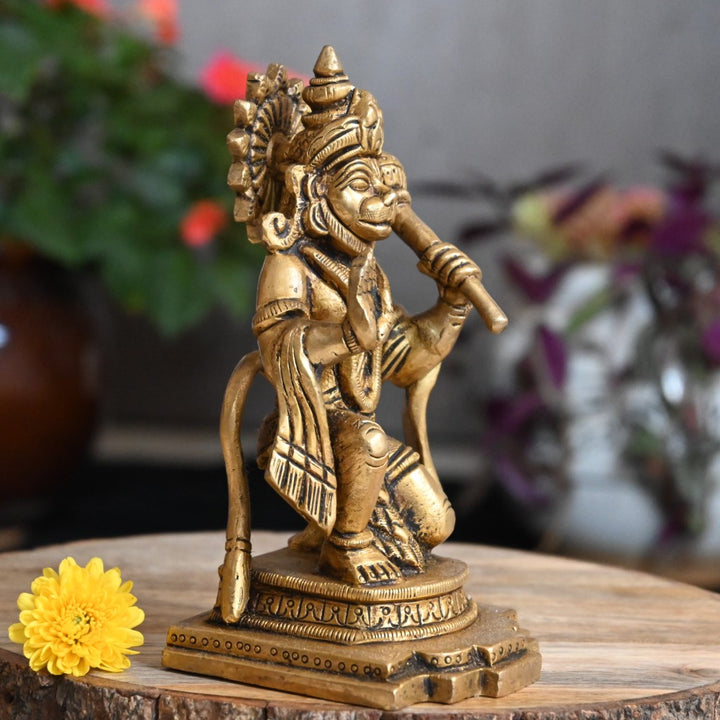 Hanuman murti brass hanuman ji idol (5.5 Inch) for home decor pooja room car puja stautue small