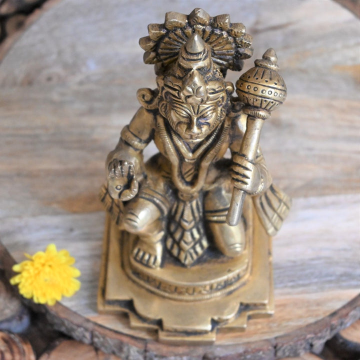 Hanuman murti brass hanuman ji idol (5.5 Inch) for home decor pooja room car puja stautue small