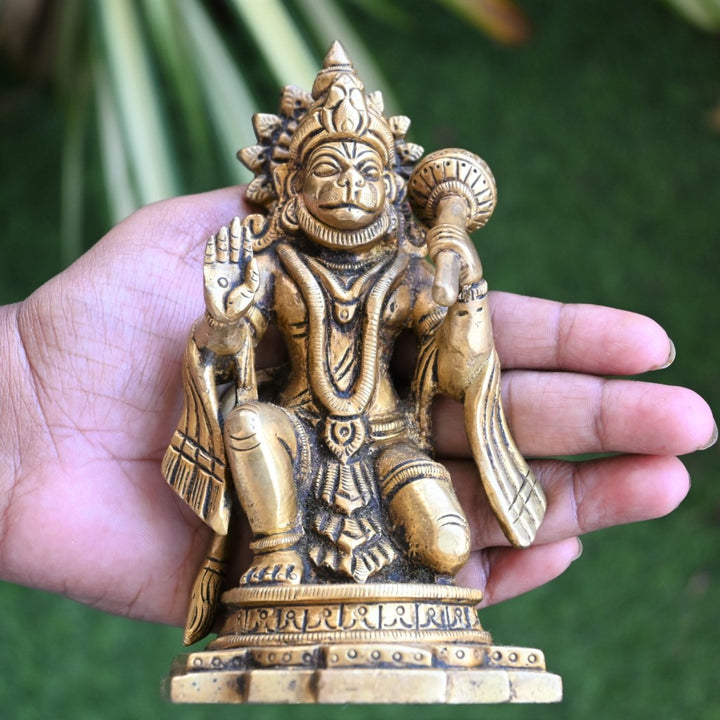 Hanuman murti brass hanuman ji idol (5.5 Inch) for home decor pooja room car puja stautue small