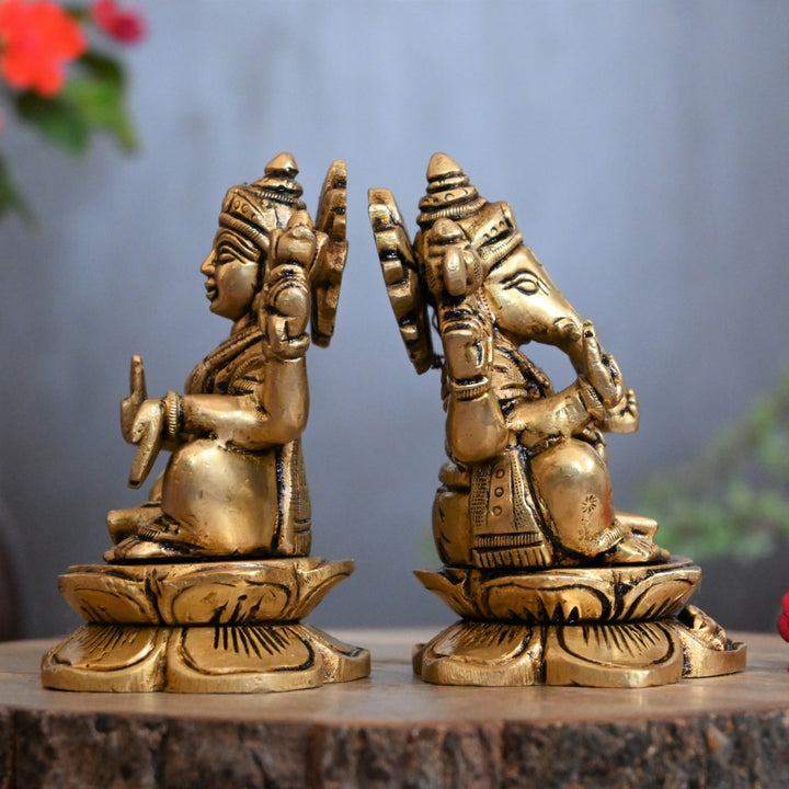 Lakshmi ganesh idol brass laxmi ganesh murti for home decor pooja statue set small