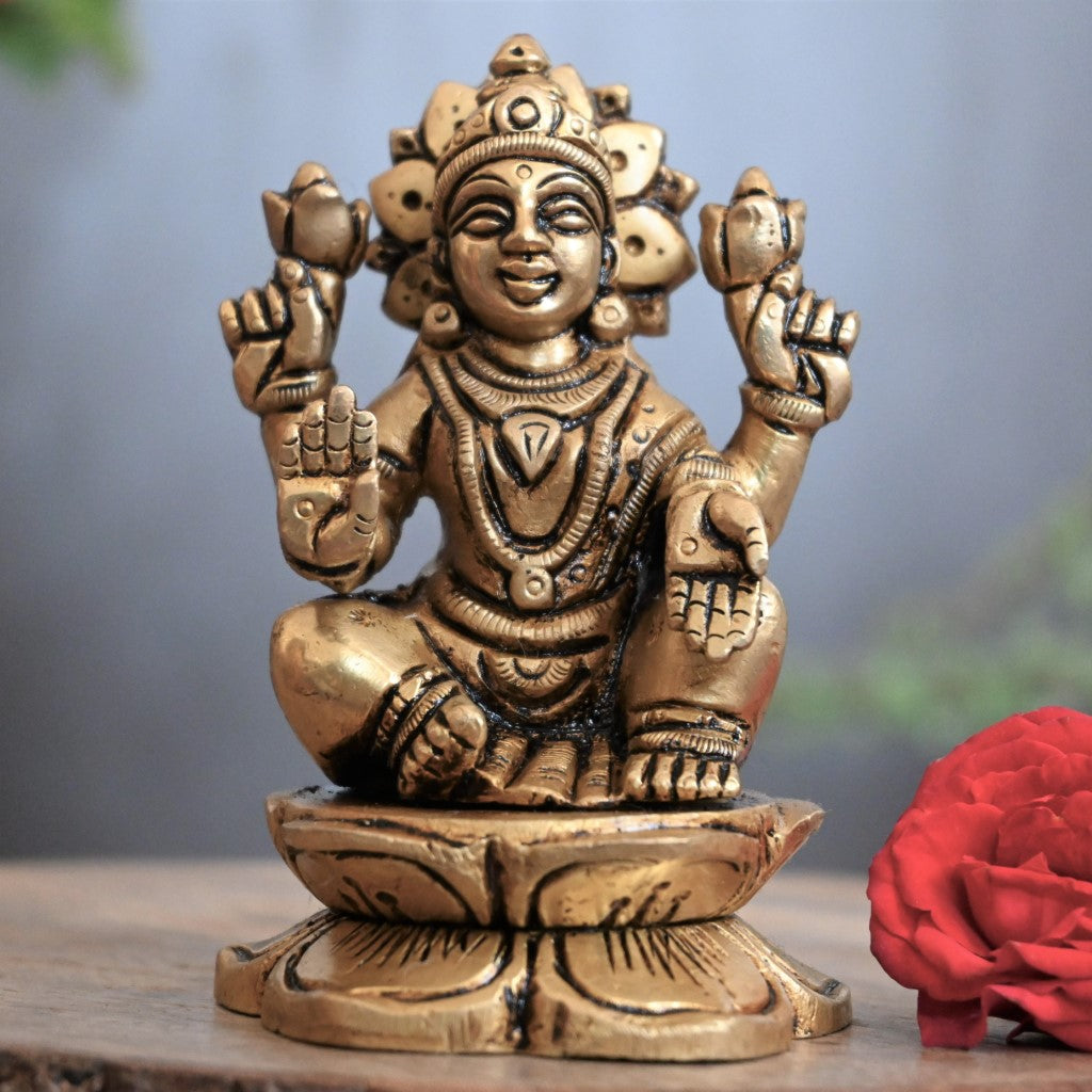 Lakshmi ganesh idol brass laxmi ganesh murti for home decor pooja statue set small