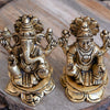 Lakshmi ganesh idol brass laxmi ganesh murti for home decor pooja statue set small