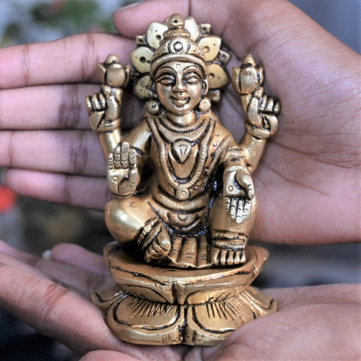 Lakshmi ganesh idol brass laxmi ganesh murti for home decor pooja statue set small