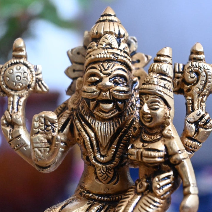 Lakshmi narasimha swamy idol brass pooja home decor lakshmi narasimha murti statue small