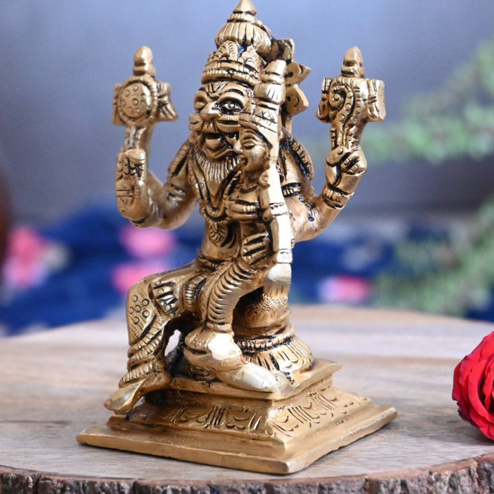 Lakshmi narasimha swamy idol brass pooja home decor lakshmi narasimha murti statue small