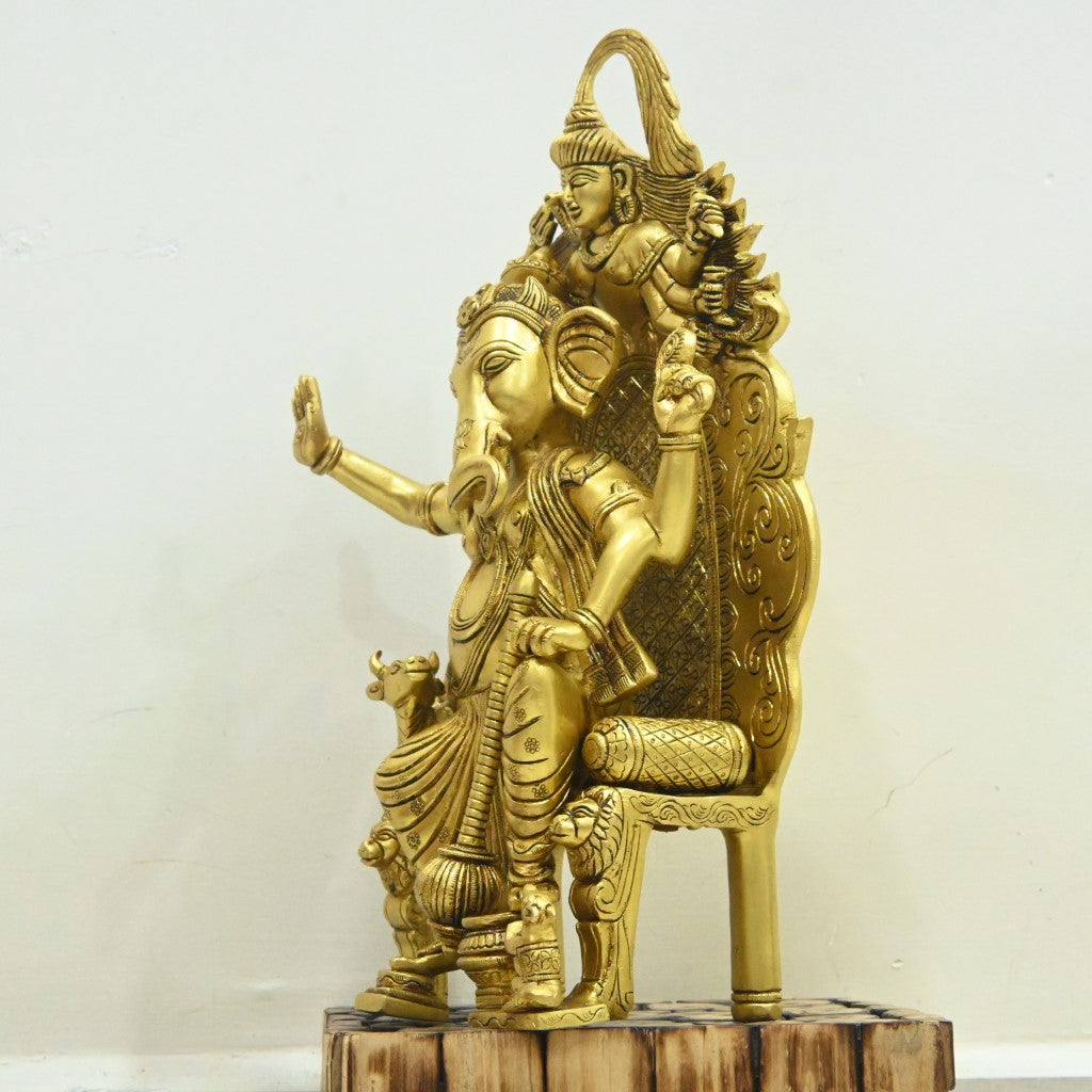 Lalbagh raja ganpati murti big size brass ganesha idol for home decor pooja ganesh murti