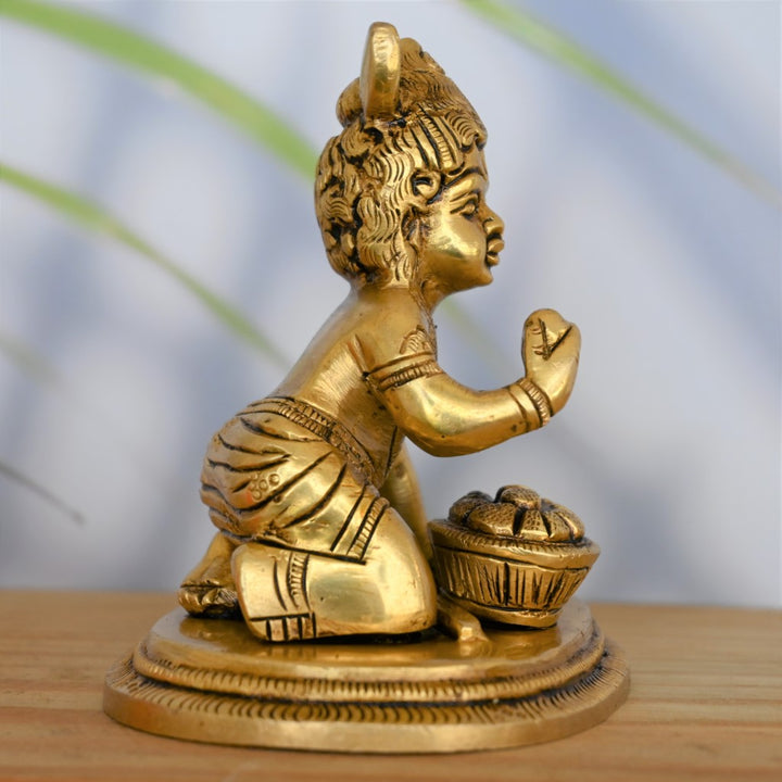 Little krishna statue brass lord krishna makhan chor krishna idol murti home decor small