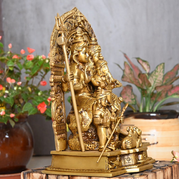 Lord shiva family idol brass shiv parivar murti for home decor pooja stautue set big size