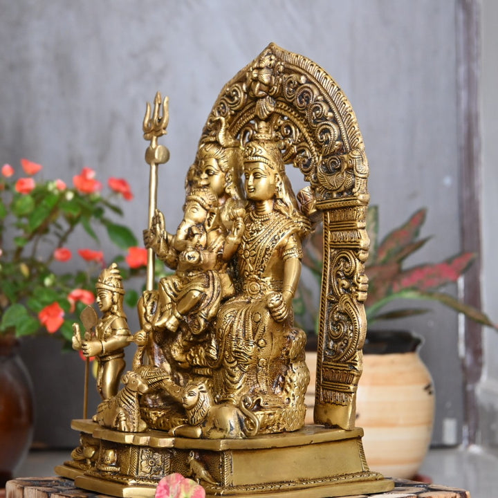 Lord shiva family idol brass shiv parivar murti for home decor pooja stautue set big size